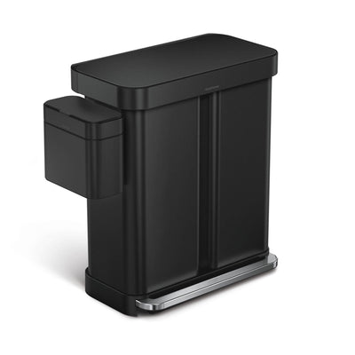 58L dual compartment  rectangular pedal + compost caddymatte black
