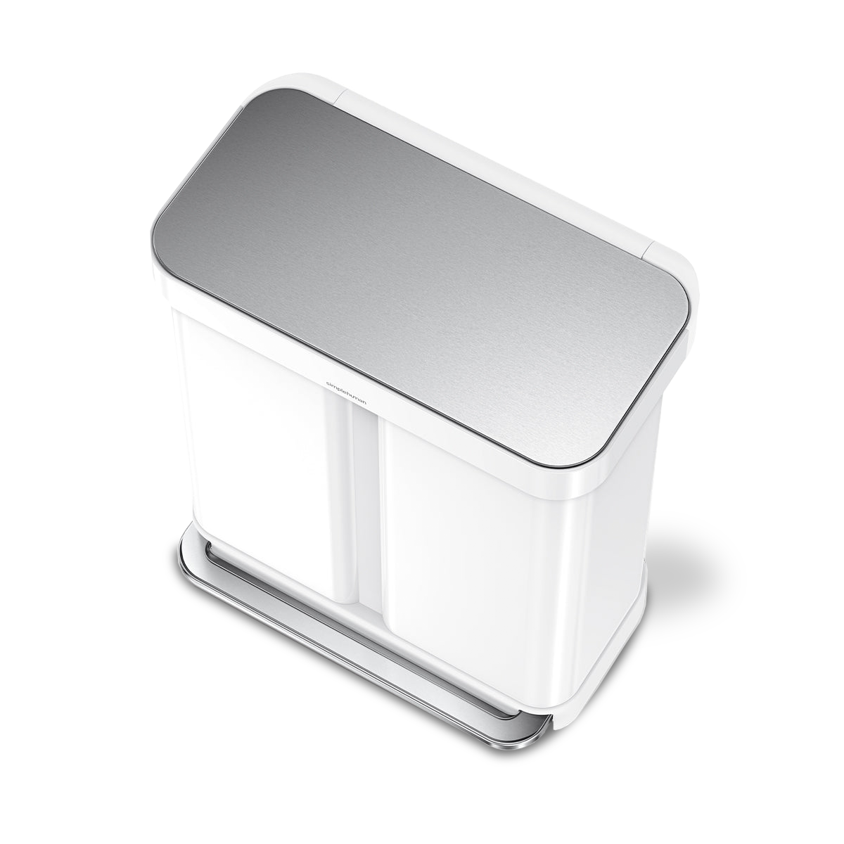 58 litre, rectangular dual compartment pedal bin with liner pocket